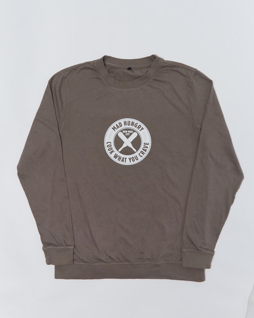 Mad Hungry Shop - Warm Grey 'Cook What You Crave' Long Sleeve Shirt